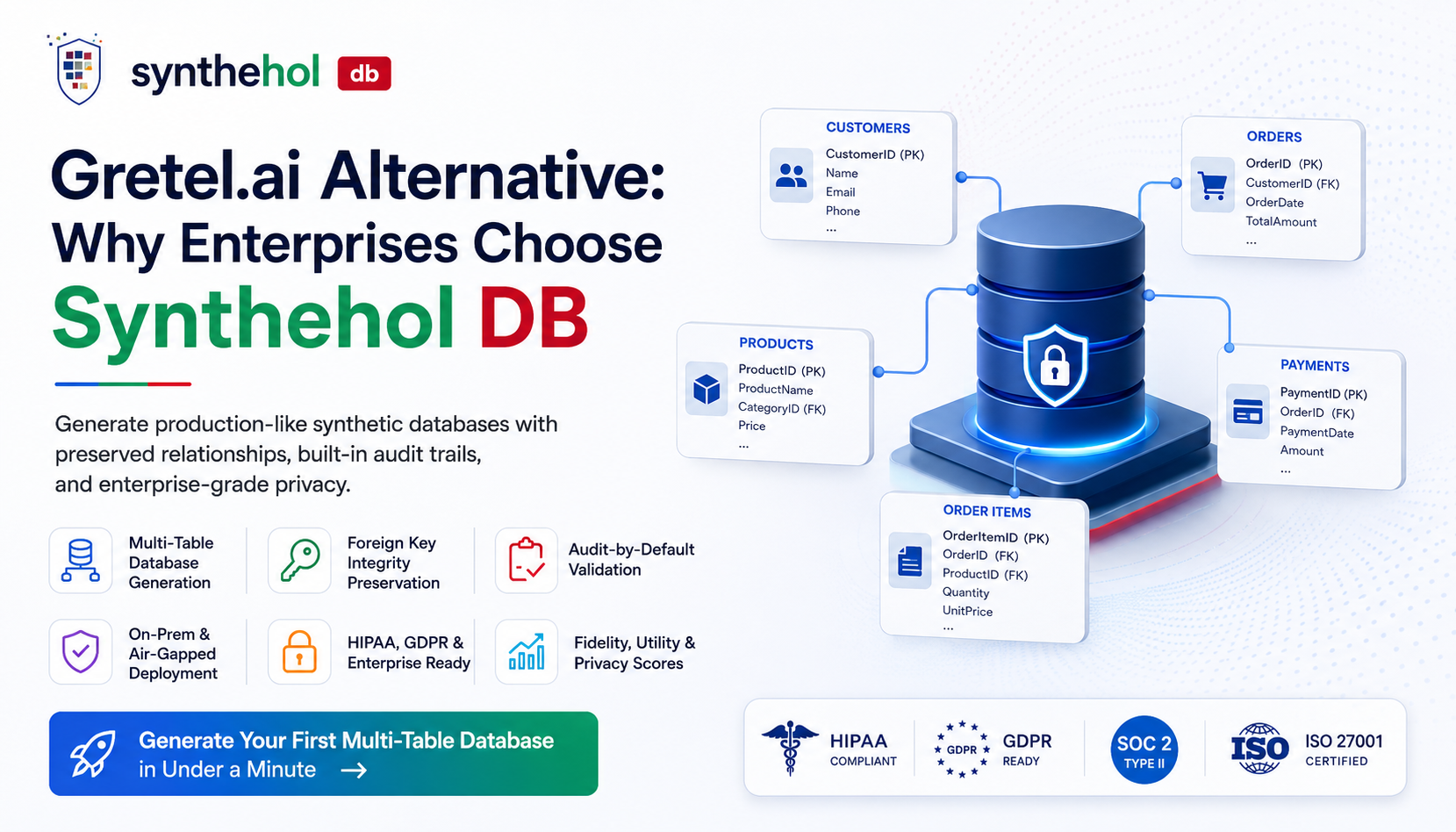 Gretel.ai Alternative: Why Enterprises Choose Synthehol DB for Multi-Table Synthetic Data Generation
